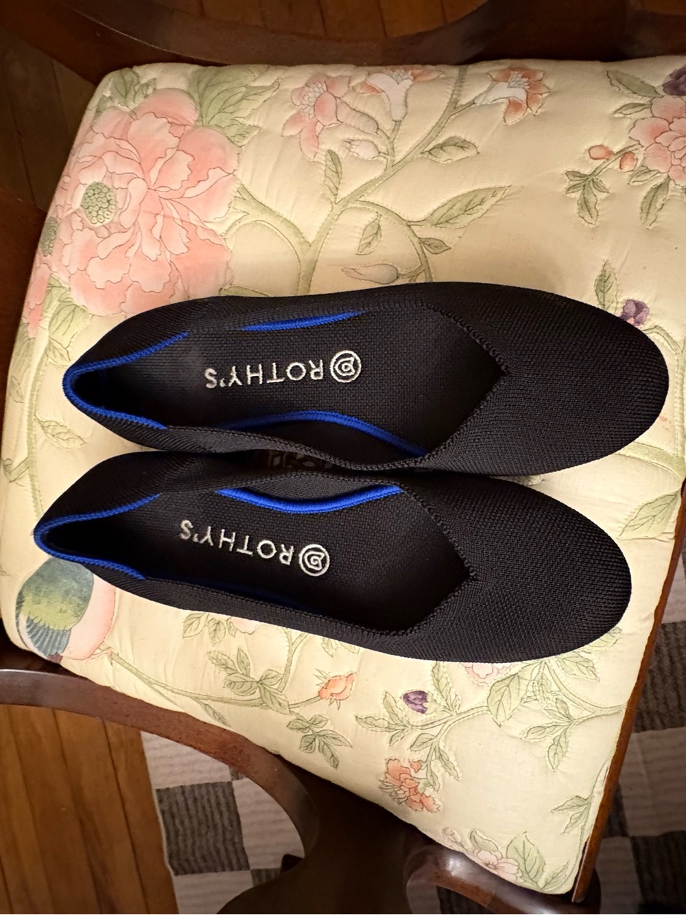 Rothy's The Flat, round toe knit ballet flat, in Black size 9